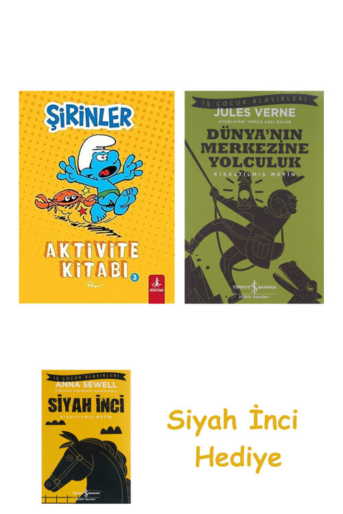 Şirinler - Aktivite Kitabı 3 + Dünyanın Merkezine Yolculuk + Siyah İnci Hediye