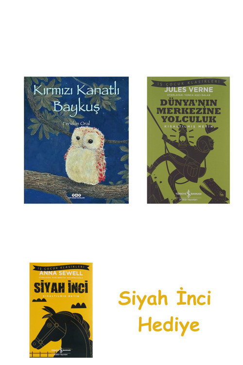 Kırmızı Kanatlı Baykuş (Karton Kapak) + Dünyanın Merkezine Yolculuk + Siyah İnci Hediye