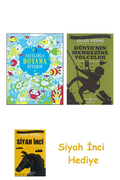Sayılarla Boyama Kitabım 3 + Dünyanın Merkezine Yolculuk + Siyah İnci Hediye