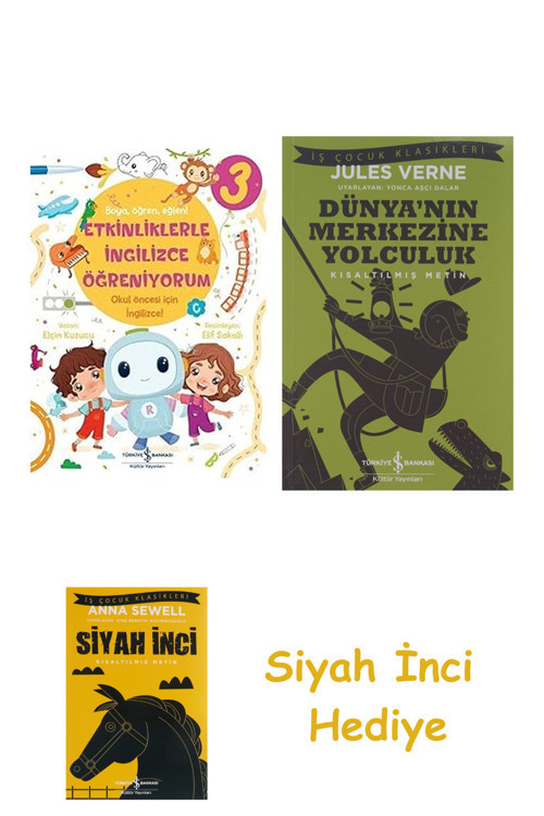 Etkinliklerle İngilizce Öğreniyorum - 3 + Dünyanın Merkezine Yolculuk + Siyah İnci Hediye