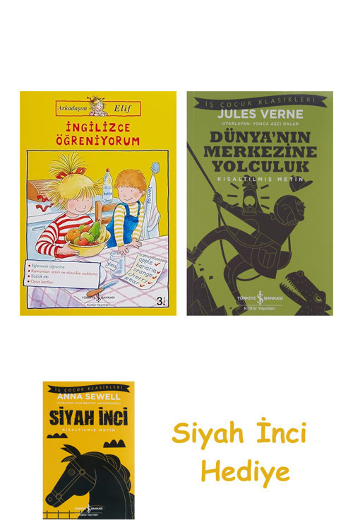 İngilizce Öğreniyorum - Arkadaşım Elif + Dünyanın Merkezine Yolculuk + Siyah İnci Hediye