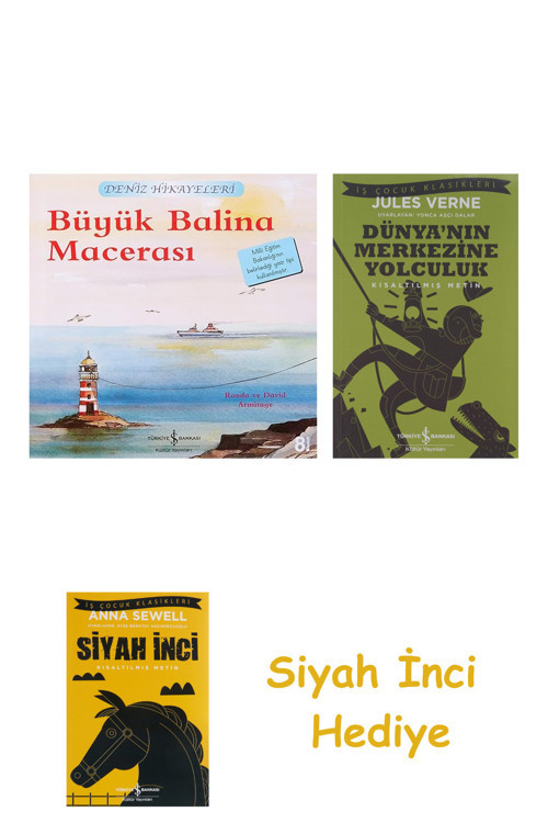Büyük Balina Macerası - Deniz Hikayeleri + Dünyanın Merkezine Yolculuk + Siyah İnci Hediye