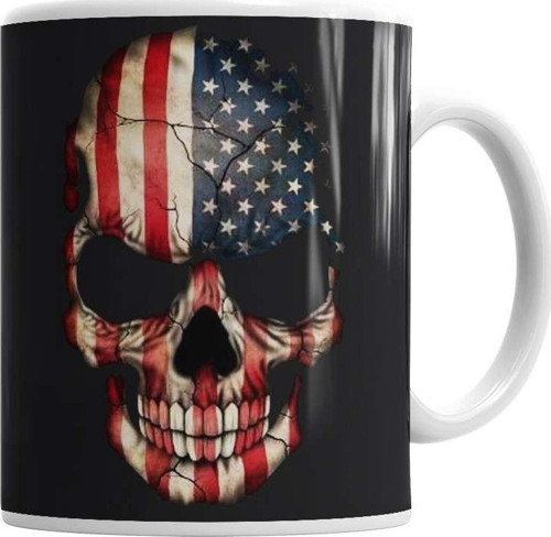 Skull Usa Kupa Bardak Porselen