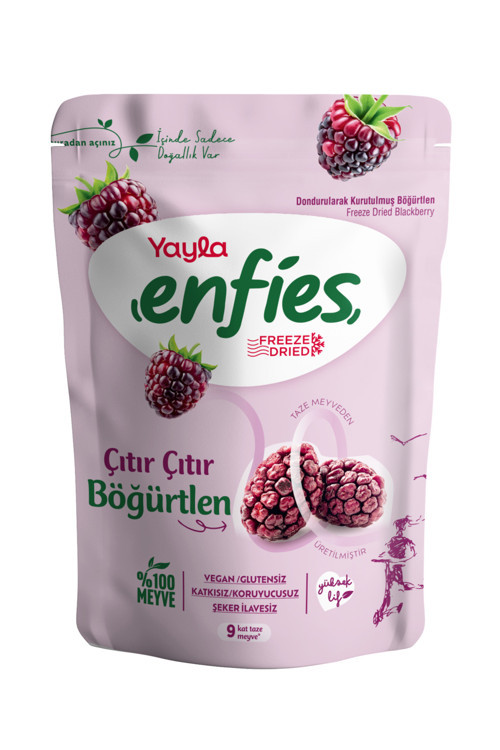 Enfies Freeze Dried Dondurularak Kurutulmuş Çıtır Meyve-Böğürtlen 15 Gr