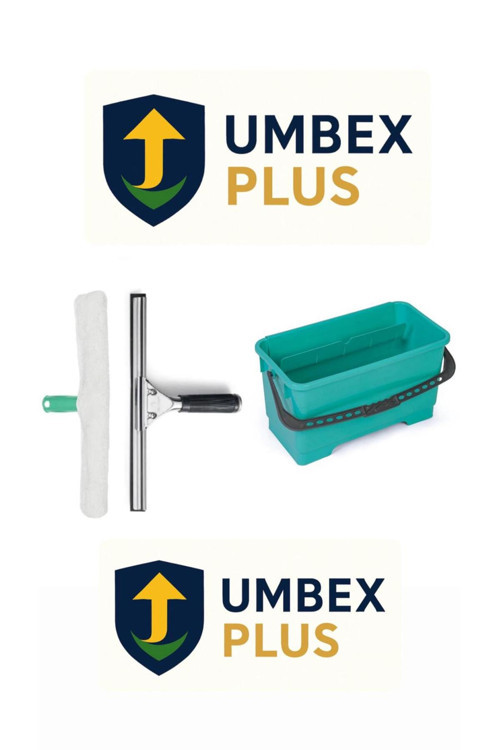 UMBEX Profesyonel Ev Temizleme Cam Temizleme Seti 35 cm Çekçek + 35 cm Peluş + 20 lt Kova