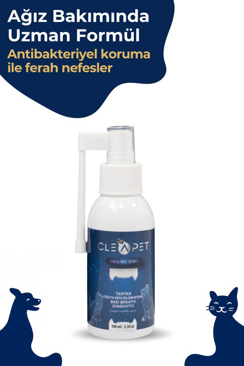 Köpek & Kedi Ağız ve Diş Bakım Spreyi - Tartar Önleyici, Ferah Nefes Etkili, Doğal Formül- 100 ml.