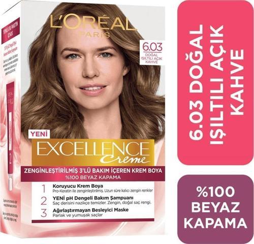 Excellence Creme Saç Boyası 6.03 Doğal Işıltılı Açık Kahve