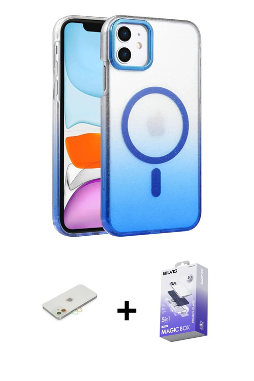 ieg™ iPhone 12 Kılıf Ahenk Doku Özel Seri - Siyah Bilvis 5in1 5D Magic Hayalet Cam Ekran Koruyucu +
