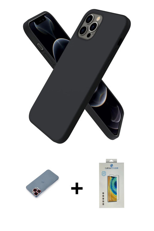 ieg™ iPhone 12 Pro Max Kılıf Kozmos Yansıma Özel Seri - Siyah Polymer Nano Ekran Koruyucu + Kırmızı