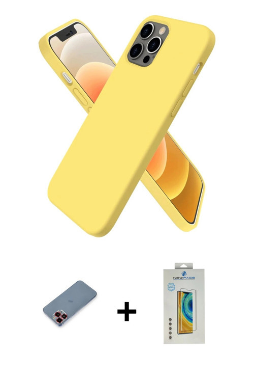 ieg™ iPhone 12 Pro Max Kılıf Kozmos Yansıma Özel Seri - Siyah Polymer Nano Ekran Koruyucu + Kırmızı