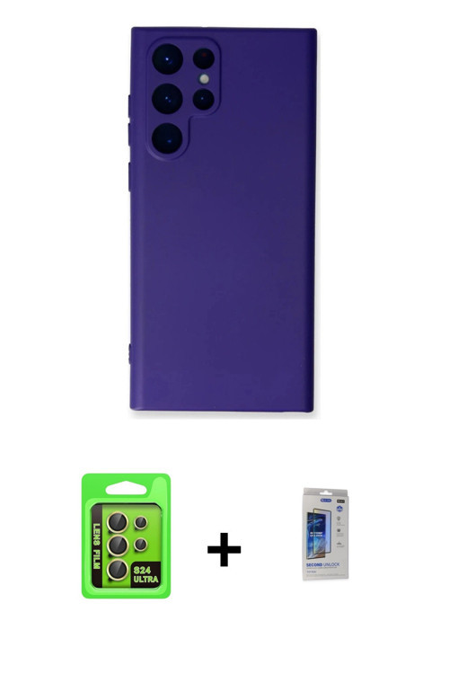 ieg™ Galaxy S24 Ultra Kılıf Ahenk Serisi - Siyah Durable Full Glue Curved Hayalet Cam + Sarı Raze Me