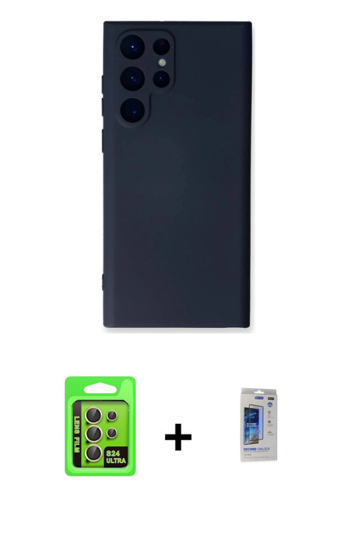 ieg™ Galaxy S24 Ultra Kılıf Ahenk Serisi - Siyah Durable Full Glue Curved Hayalet Cam + Sarı Raze Me
