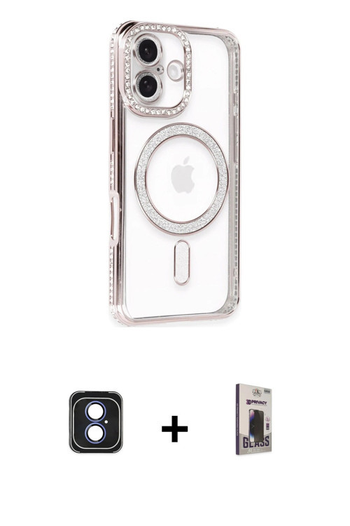 ieg™ iPhone 16 Kılıf Zirve Doku Prime - Siyah Bilvis Hayalet Cam Ekran Koruyucu + Mavi PVD Metal Kam