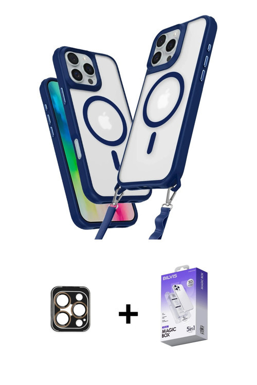 ieg™ iPhone 16 Pro Max Kılıf Atlas Doku Koleksiyonu - Siyah Bilvis 5in1 3D Magic Cam Ekran Koruyucu