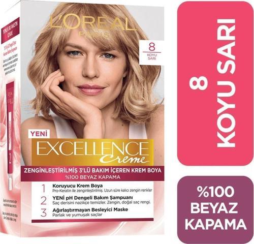 Excellence Creme Saç Boyası 8 Koyu Sarı