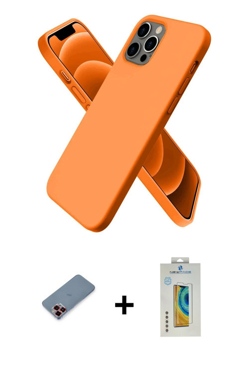 ieg™ iPhone 12 Pro Max Kılıf Kozmos Yansıma Özel Seri - Siyah Polymer Nano Ekran Koruyucu + Kırmızı