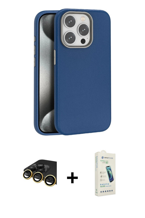 ieg™ iPhone 14 Pro Max Kılıf Zirve Modern Prime - Şeffaf Pasifik Cam Ekran Koruyucu + Gold Raze Meta