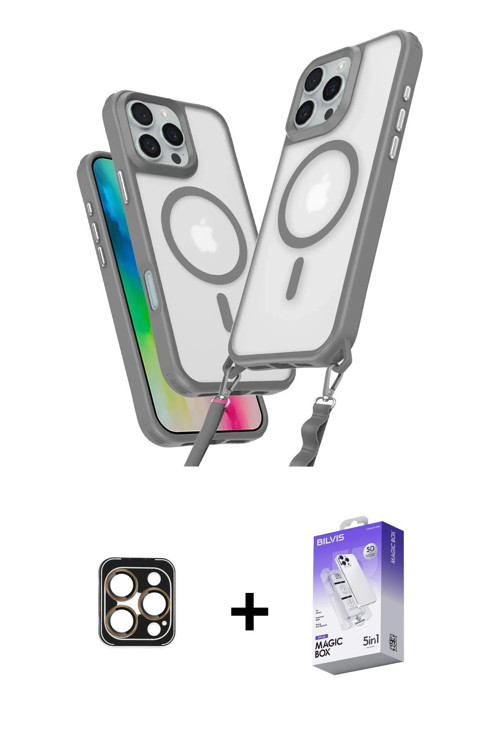 ieg™ iPhone 16 Pro Max Kılıf Atlas Doku Koleksiyonu - Siyah Bilvis 5in1 3D Magic Cam Ekran Koruyucu