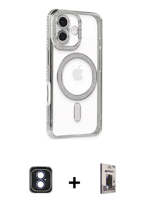 ieg™ iPhone 16 Kılıf Zirve Doku Prime - Siyah Bilvis Hayalet Cam Ekran Koruyucu + Mavi PVD Metal Kam