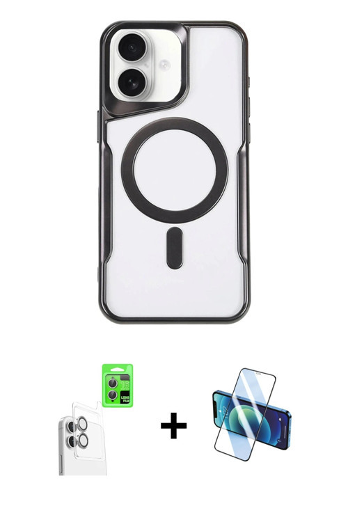 ieg™ iPhone 16 Plus Kılıf Yadigar Klasik Özel Seri - Siyah 3D Antistatik Seramik Nano Ekran Koruyucu
