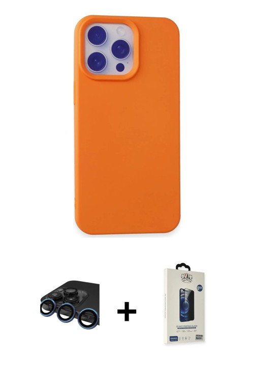 ieg™ iPhone 15 Pro Max Kılıf Ahenk Serisi - Siyah Bilvis Hayalet Cam Ekran Koruyucu + Lacivert Raze