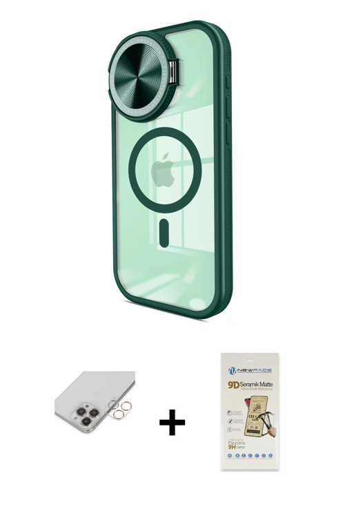 ieg™ iPhone 14 Pro Max Kılıf Kıvılcım Modern Koleksiyonu - Siyah Mat Seramik Nano Ekran Koruyucu + G