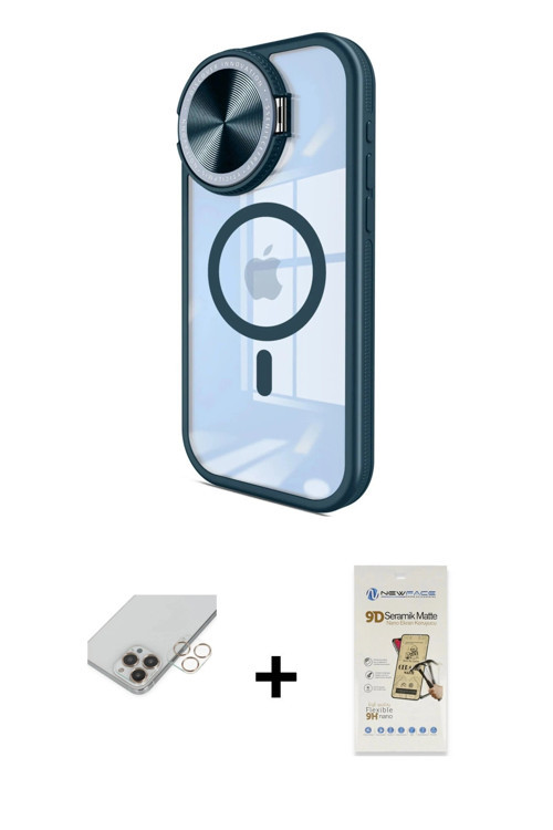 ieg™ iPhone 14 Pro Max Kılıf Kıvılcım Modern Koleksiyonu - Siyah Mat Seramik Nano Ekran Koruyucu + G