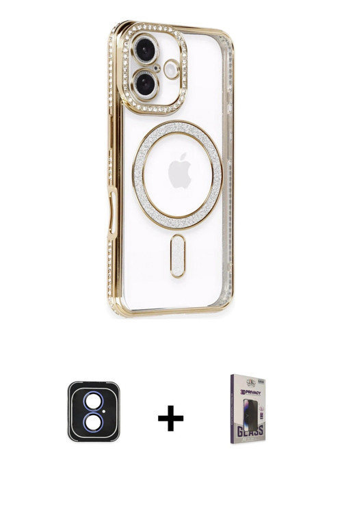 ieg™ iPhone 16 Kılıf Zirve Doku Prime - Siyah Bilvis Hayalet Cam Ekran Koruyucu + Mavi PVD Metal Kam