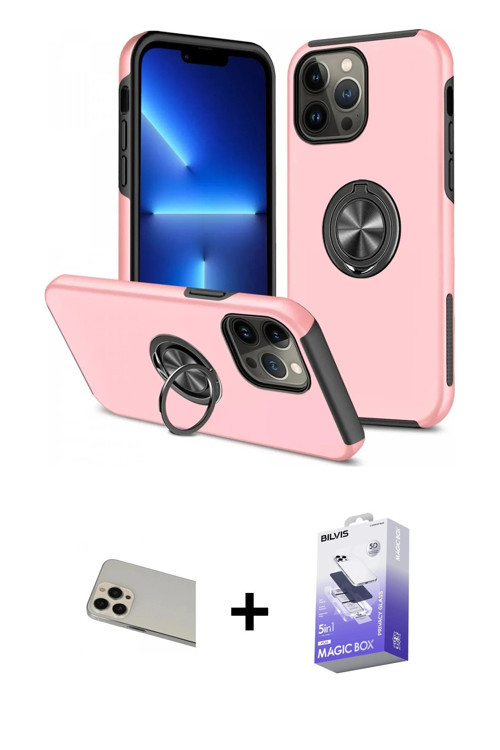 ieg™ iPhone 13 Pro Max Kılıf Odak Form Prime - Siyah Bilvis 5in1 5D Magic Hayalet Cam Ekran Koruyucu