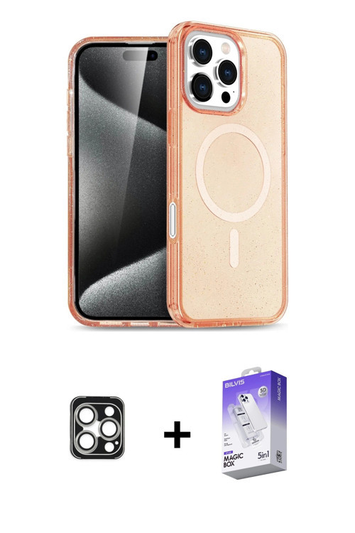 ieg™ iPhone 16 Pro Max Kılıf Nova Asil Prime - Siyah Bilvis 5in1 3D Magic Cam Ekran Koruyucu + Gümüş