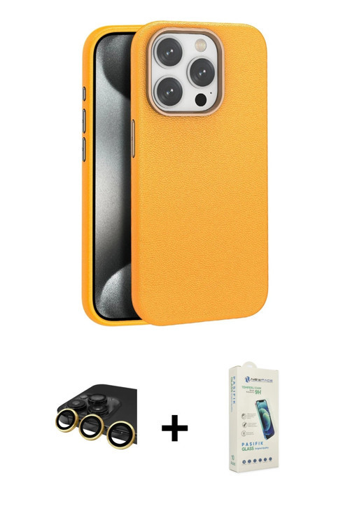ieg™ iPhone 14 Pro Max Kılıf Zirve Modern Prime - Şeffaf Pasifik Cam Ekran Koruyucu + Gold Raze Meta