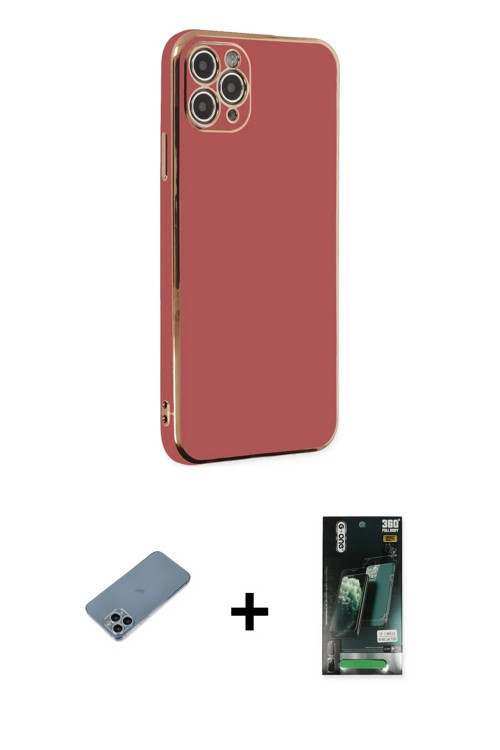 ieg™ iPhone 11 Pro Max Kılıf Yankı Serisi - Siyah 360 Mat Full Body Arka Koruyucu + Sierra Blue Shin