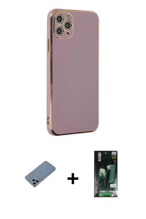 ieg™ iPhone 11 Pro Max Kılıf Yankı Serisi - Siyah 360 Mat Full Body Arka Koruyucu + Sierra Blue Shin