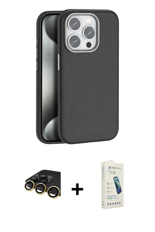 ieg™ iPhone 14 Pro Max Kılıf Zirve Modern Prime - Şeffaf Pasifik Cam Ekran Koruyucu + Gold Raze Meta