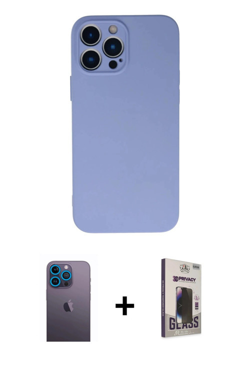 ieg™ iPhone 13 Pro Max Kılıf Ahenk Serisi - Siyah Bilvis Hayalet Cam Ekran Koruyucu + Mavi Neon Fosf