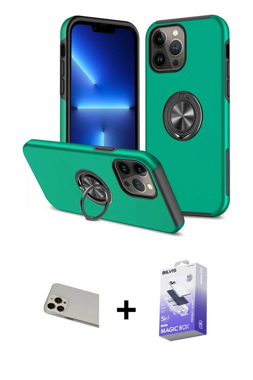 ieg™ iPhone 13 Pro Max Kılıf Odak Form Prime - Siyah Bilvis 5in1 5D Magic Hayalet Cam Ekran Koruyucu