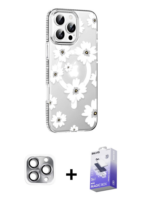 ieg™ iPhone 16 Pro Max Kılıf Yörünge Işık Prime - Siyah Bilvis 5in1 5D Magic Hayalet Cam Ekran Koruy