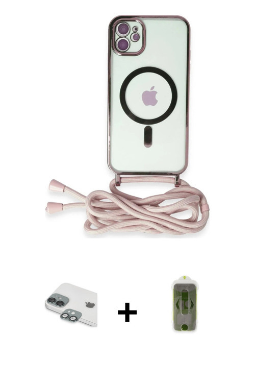 ieg™ iPhone 11 Kılıf Eksen Özel Seri - Siyah Joko Magic 5D Hayalet Cam + Yeşil Pers Alüminyum Kamera