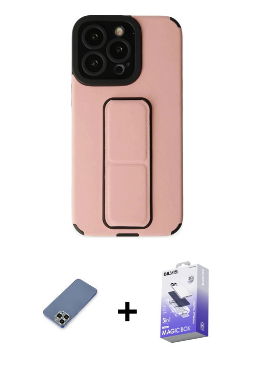 ieg™ iPhone 13 Pro Max Kılıf Çekirdek Yansıma - Siyah Bilvis 5in1 5D Magic Hayalet Cam Ekran Koruyuc