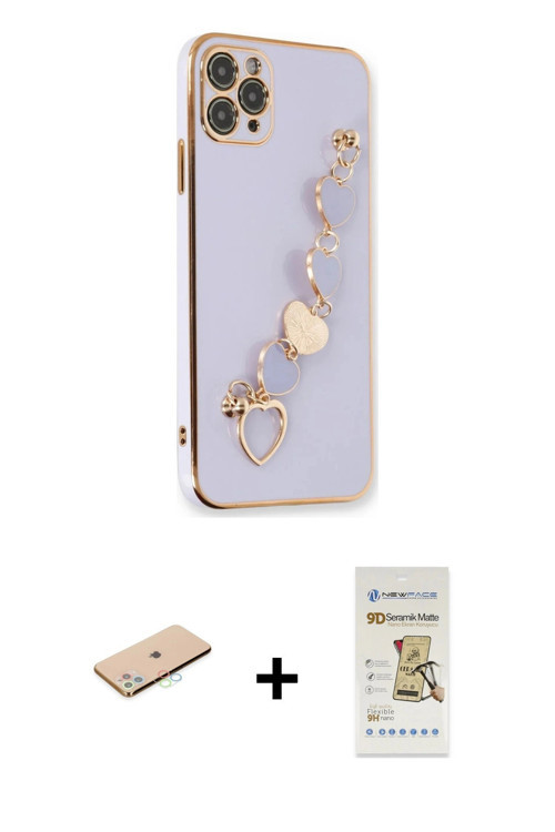 ieg™ iPhone 11 Pro Kılıf Nova Işık Prime - Siyah Mat Seramik Nano Ekran Koruyucu + Mavi Renkli Kamer