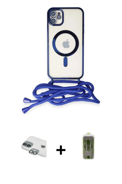 ieg™ iPhone 11 Kılıf Eksen Özel Seri - Siyah Joko Magic 5D Hayalet Cam + Yeşil Pers Alüminyum Kamera