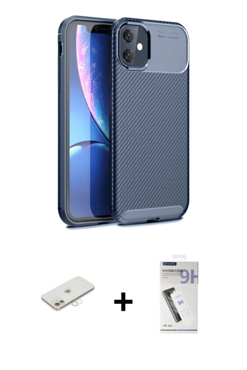 ieg™ iPhone 11 Kılıf Eksen Form Prime - Şeffaf Uv Polymer Nano Ekran Koruyucu + Yeşil Renkli Kamera