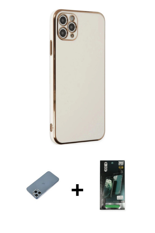 ieg™ iPhone 11 Pro Max Kılıf Yankı Serisi - Siyah 360 Mat Full Body Arka Koruyucu + Sierra Blue Shin