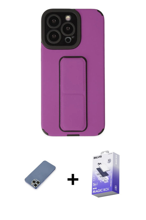 ieg™ iPhone 13 Pro Max Kılıf Çekirdek Yansıma - Siyah Bilvis 5in1 5D Magic Hayalet Cam Ekran Koruyuc