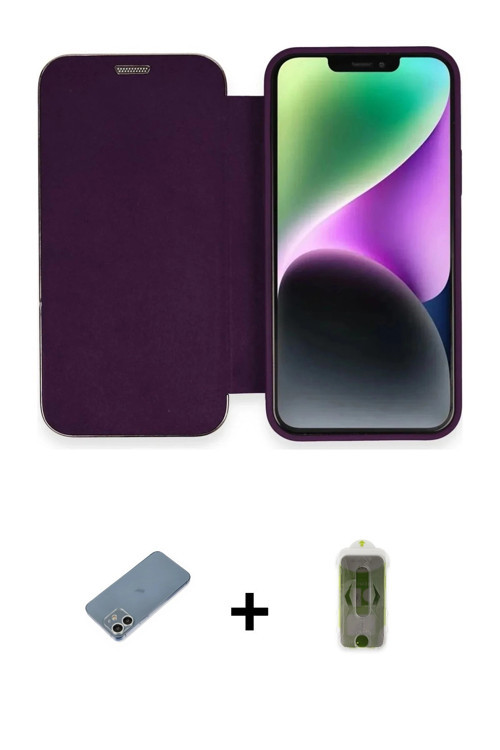 ieg™ iPhone 12 Kılıf Siluet Minimal Serisi - Siyah Joko Magic 5D Hayalet Cam + Gümüş Shine Kamera Le
