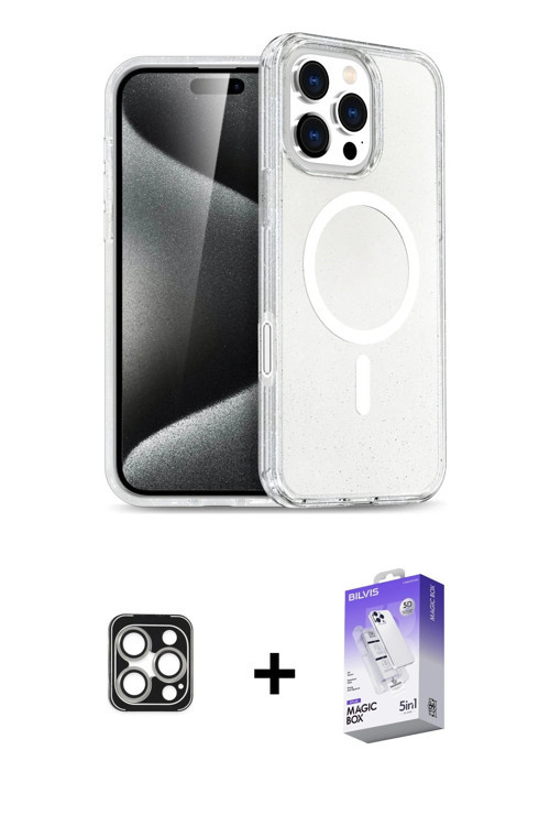 ieg™ iPhone 16 Pro Max Kılıf Nova Asil Prime - Siyah Bilvis 5in1 3D Magic Cam Ekran Koruyucu + Gümüş