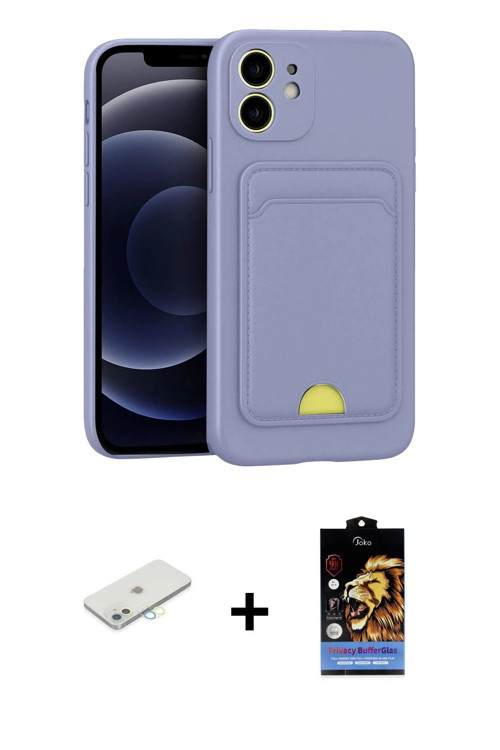 ieg™ iPhone 11 Kılıf Vadi Çizgi Prime - Siyah Buffer Hayalet Cam Ekran Koruyucu + Sarı Renkli Kamera