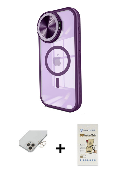 ieg™ iPhone 14 Pro Max Kılıf Kıvılcım Modern Koleksiyonu - Siyah Mat Seramik Nano Ekran Koruyucu + G