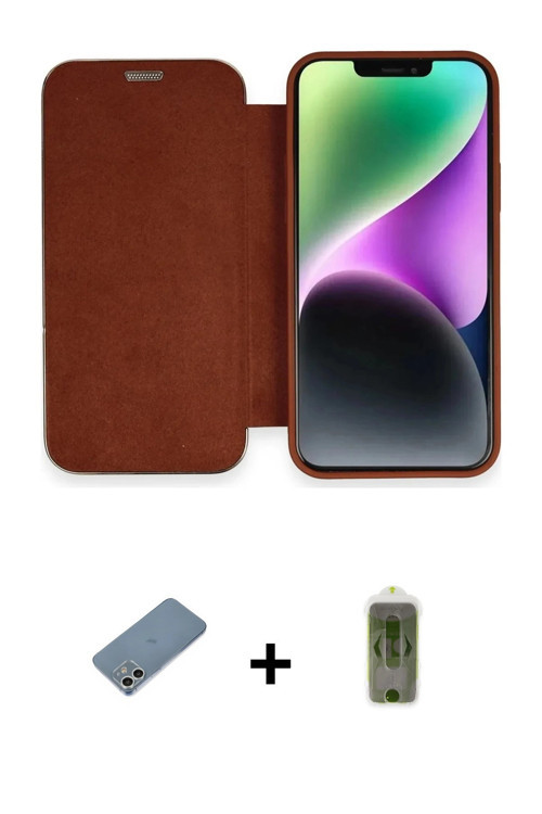 ieg™ iPhone 12 Kılıf Siluet Minimal Serisi - Siyah Joko Magic 5D Hayalet Cam + Gümüş Shine Kamera Le