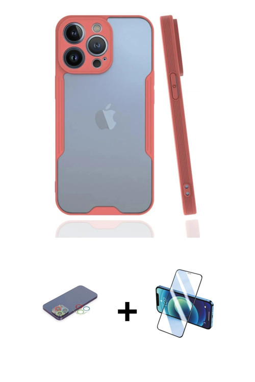 ieg™ iPhone 13 Pro Kılıf Atlas Asil Serisi - Siyah 3D Antistatik Seramik Nano Ekran Koruyucu + Mavi